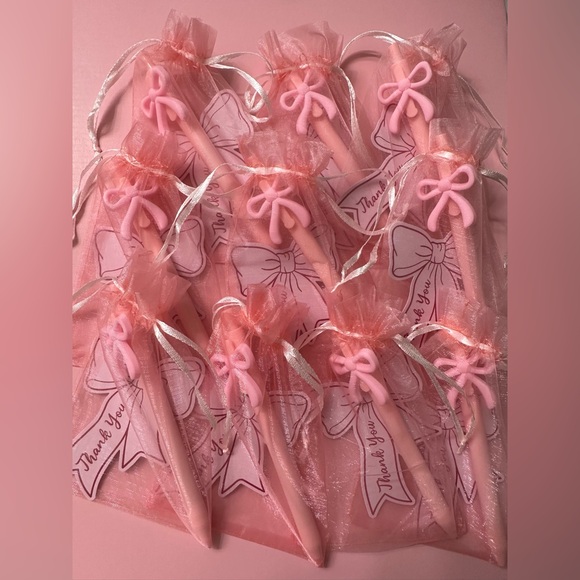 10 Sets of Pink Bow Pens & Pink Bow Cards Buyer Gifts - Picture 3 of 3